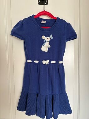 Gymboree Royal Blue Knit Dress with Bunny Appliqué